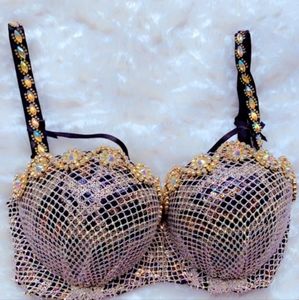 Stoned bra gold and black